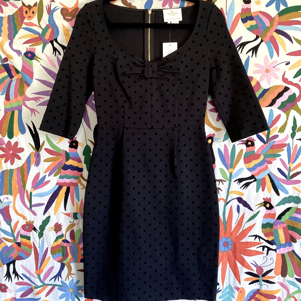 New Black Kate Spade Polka Dot Dress